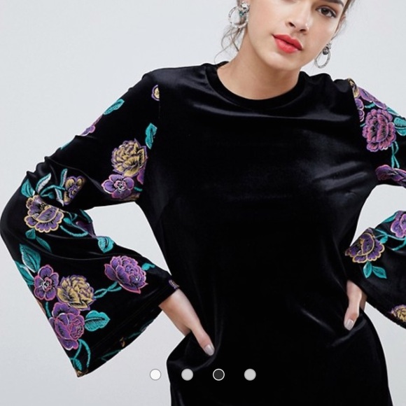 ASOS DESIGN velvet sweat dress puff sleeve - Picture 4 of 6